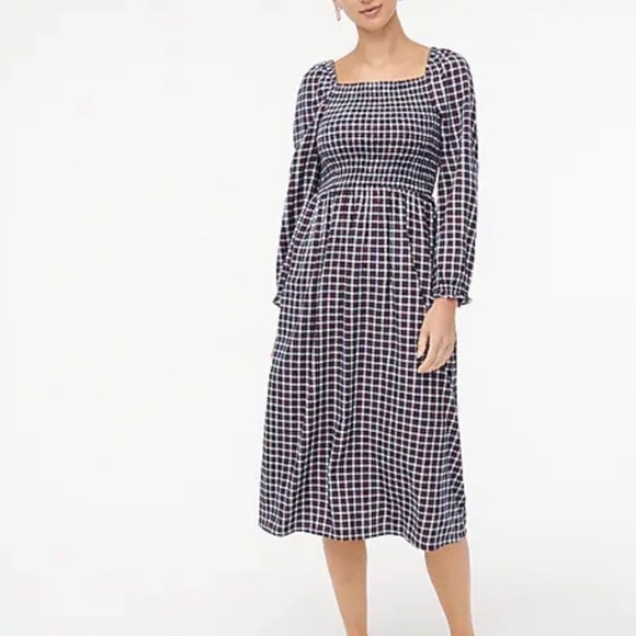 J. Crew Dresses & Skirts - J. Crew Flannel squareneck smocked midi dress Size Small